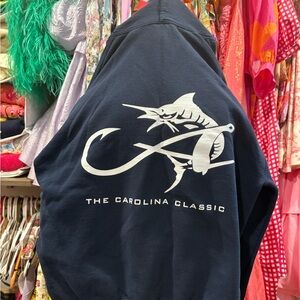 Navy Hoodie with Albemarle Boats Graphic